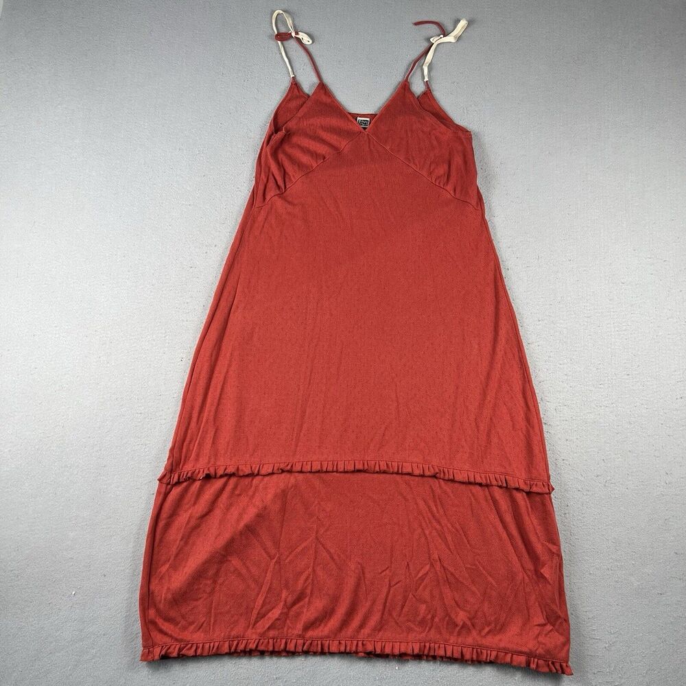 Blue Fish‎ Dress Women’s 2 Orange A Line Long Eyelet Spaghetti Strap